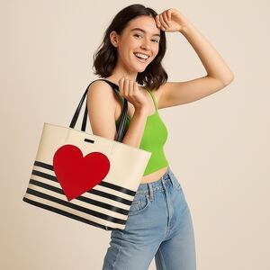💥 Kate Spade New York Heart Print Tote Bag